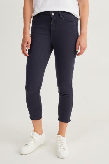 Damen - Stoffhose - High Waist - Slim Fit - LYCRA® - dunkelblau