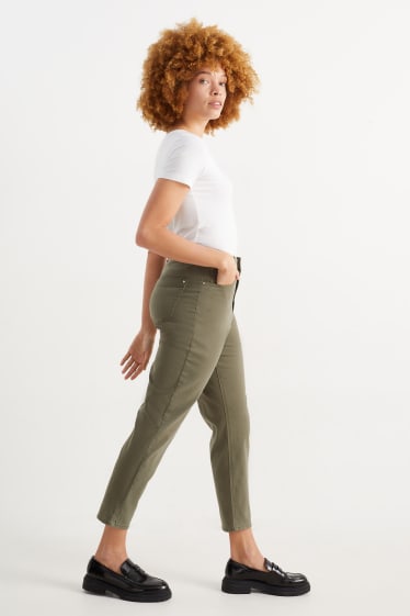 Damen - Mom Jeans - High Waist - grün