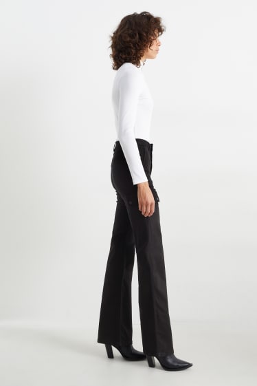 Donna - Pantaloni di stoffa - vita alta - bootcut fit - nero