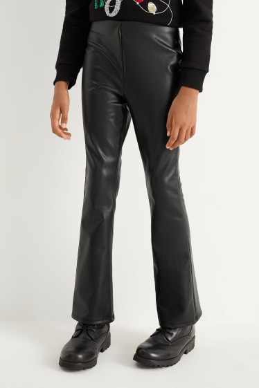 Nena - Flared leggings - pell sintètica - negre