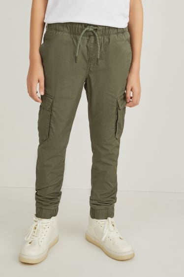 Enfants garçons - Lot de 2 - pantalons chaud style cargo - kaki