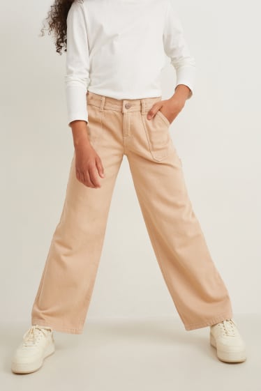 Dzieci - Wide Leg Jeans - beżowy