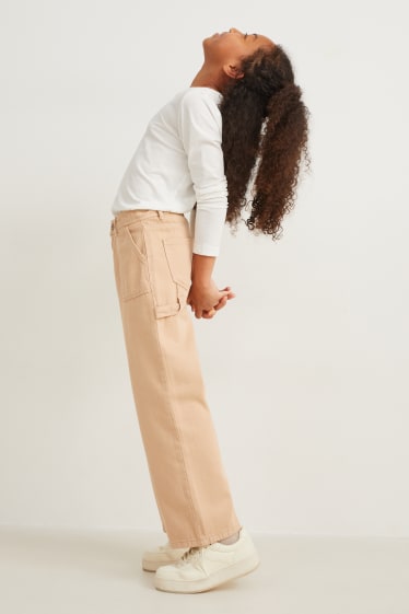 Bambine - Jeans a gamba larga - beige