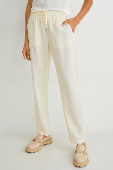 Dames - Pantalon - high waist - relaxed fit - crème wit