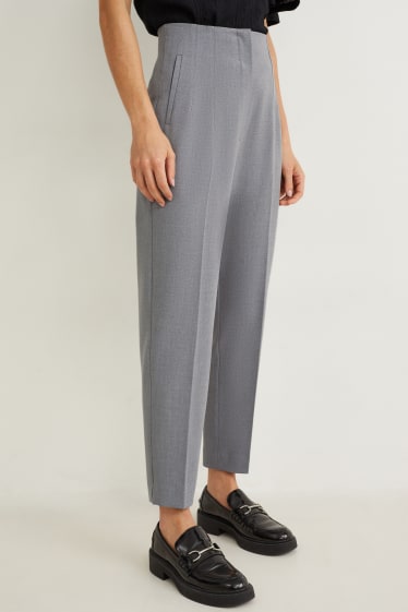 Dona - Pantalons de tela - high waist - tapered fit - gris clar jaspiat