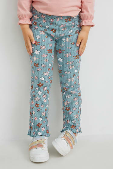 Enfants filles - Legging flared - à fleurs - bleu