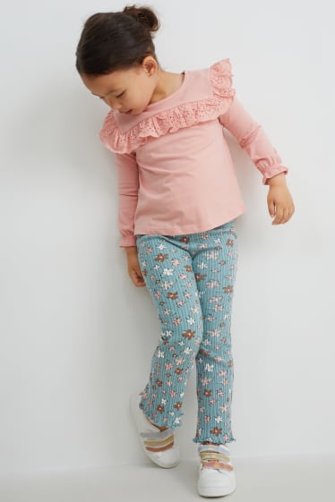 Enfants filles - Legging flared - à fleurs - bleu