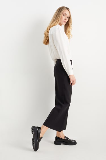 Femmes - Pantalon en toile - high waist - wide leg - noir