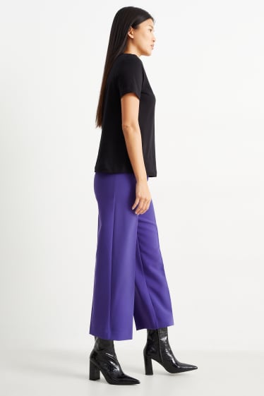 Donna - Pantaloni - vita alta - gamba larga - porpora