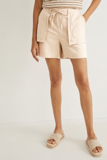 Donna - Shorts - vita alta - beige chiaro