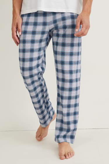 Men - Pyjama bottoms - check - light gray