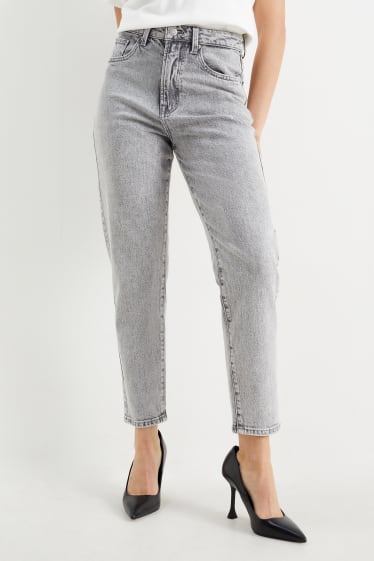 Dames - Mom jeans - high waist - LYCRA® - jeanslichtgrijs