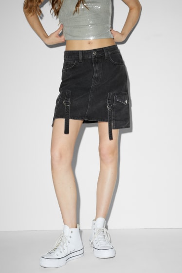 Damen - CLOCKHOUSE - Jeans-Cargo-Rock - schwarz