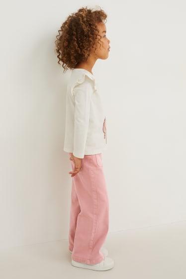 Enfants filles - Jean de coupe évasée - rose