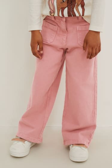 Enfants filles - Jean de coupe évasée - rose