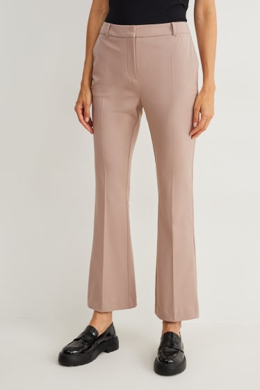 Femmes - Pantalon de bureau - mid-waist - Flared - 4 Way Stretch - beige