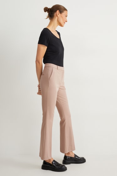 Damen - Business-Hose - Mid Waist - Flared - 4 Way Stretch - beige