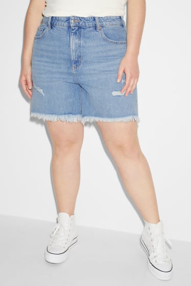 Dona - Texans curts - high waist - texà blau clar