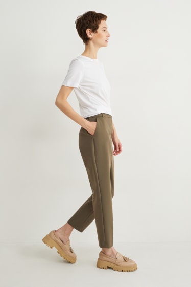 Femei - Pantaloni office - talie medie - slim fit - verde
