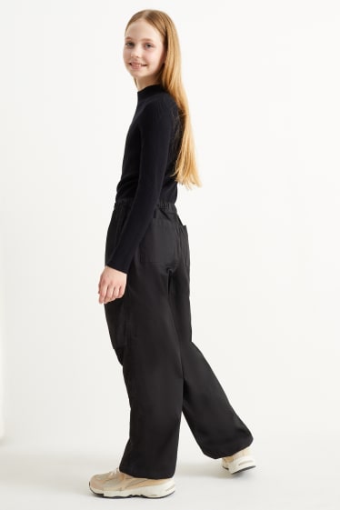 Enfants filles - Pantalon parachute - noir
