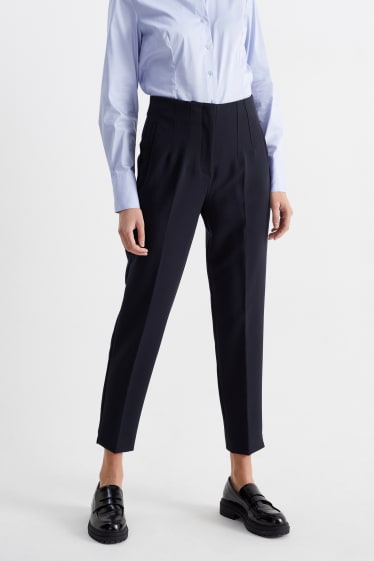 Dames - Pantalon - high waist - tapered fit - donkerblauw