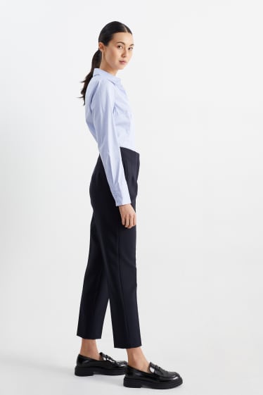 Dames - Pantalon - high waist - tapered fit - donkerblauw