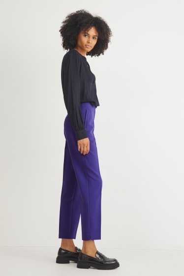 Femmes - Pantalon de toile - high waist - tapered fit - violet