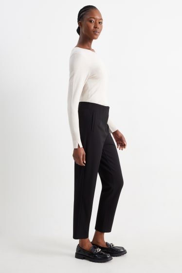 Femmes - Pantalon - high waist - slim fit - noir