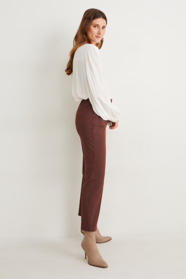 Damen - Hose - High Waist - Slim Fit - braun