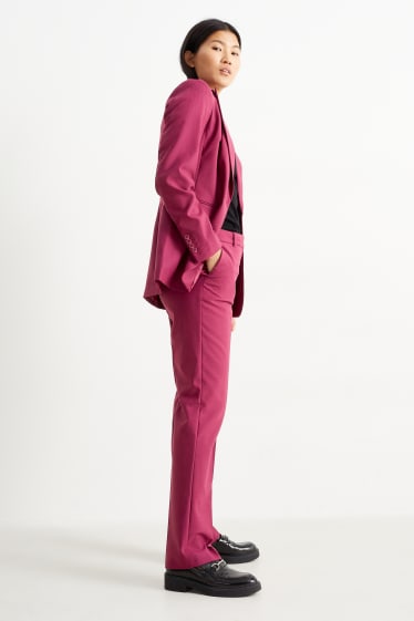 Femmes - Pantalon de bureau - mid waist - coupe droite - laine mélangée - bordeaux
