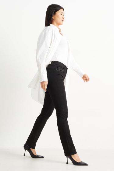 Femmes - Straight jean - mid waist - LYCRA® - noir