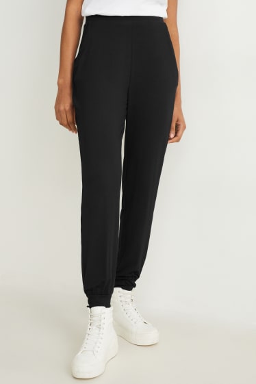 Damen - Basic-Jersey-Hose - Regular Fit - schwarz