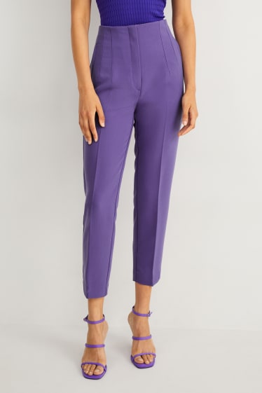 Dames - Pantalon - high waist - regular fit - paars