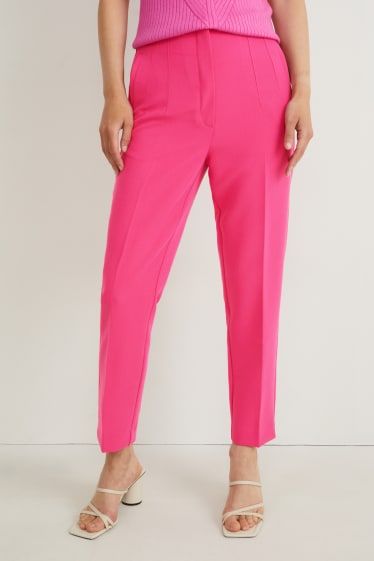 Damen - Stoffhose - High Waist - Regular Fit - pink