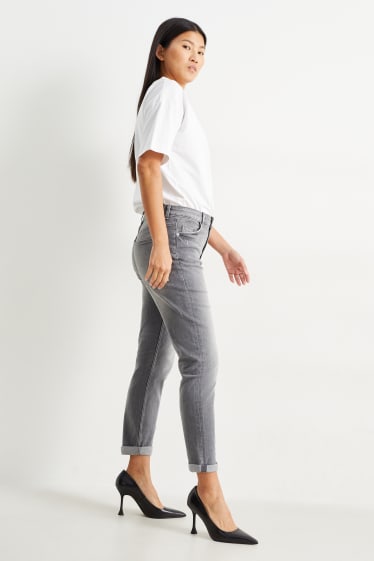 Women - Boyfriend jeans - mid-rise waist - LYCRA® - denim-light gray