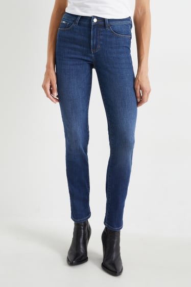 Women - Slim jeans - thermal jeans - mid-rise waist - blue denim