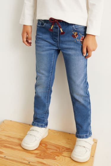 Kinderen - Skinny jeans - thermojeans - jeansblauw