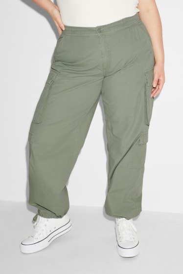 Women - CLOCKHOUSE - cargo trousers - mid-rise waist - relaxed fit - green
