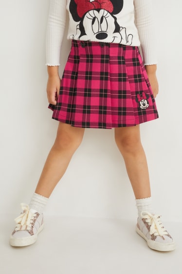 Nena - Minnie Mouse - faldilla - de quadres - fúcsia