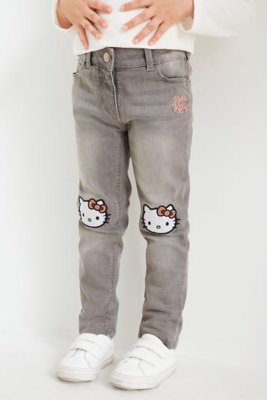Kinder Mädchen - Hello Kitty - Skinny Jeans - Thermojeans - jeansgrau