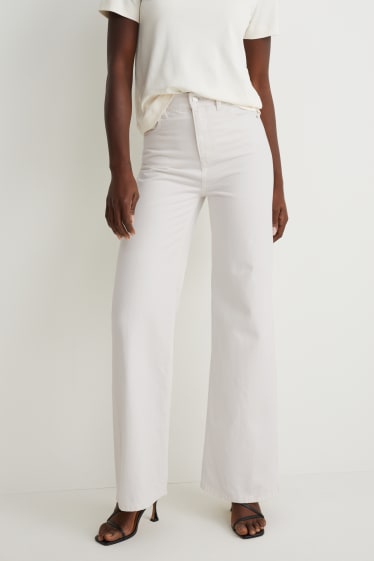 Women - Loose fit jeans - high waist - cremewhite