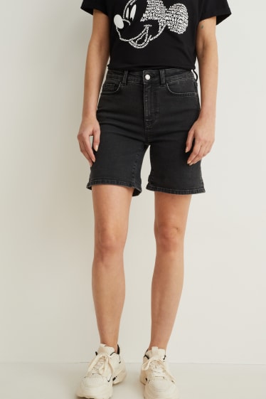 Femmes - Short en jean - mid-waist - LYCRA® - jean gris foncé