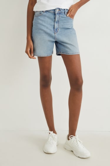 Damen - Jeans-Shorts - High Waist - LYCRA® - helljeansblau