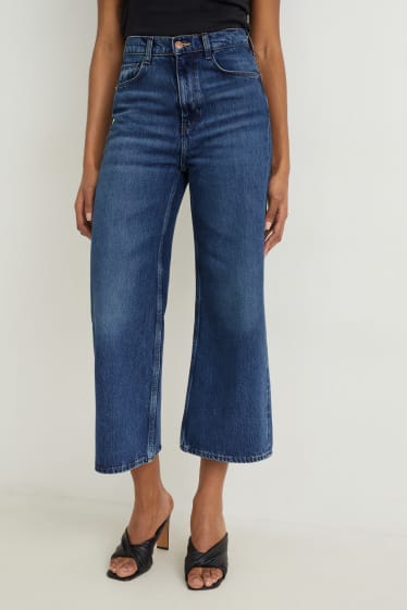 Women - Loose fit jeans - high waist - blue denim