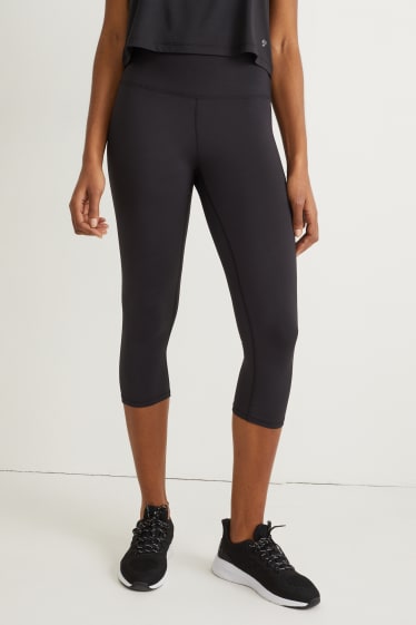 Damen - Funktions-Capri-Leggings - Supportive - Yoga - schwarz