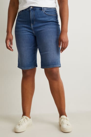 Damen - Jeans-Bermudas - High Waist - Jog Denim - LYCRA® - jeansblau