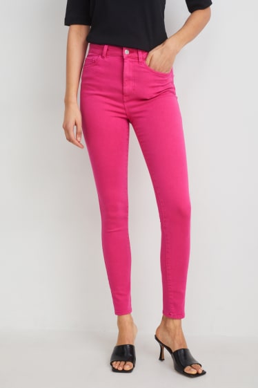 Femei - Jegging jeans - talie înaltă - roz