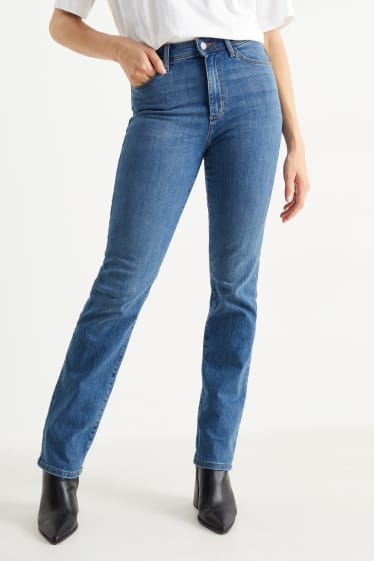 Women - Straight jeans - high waist - blue denim