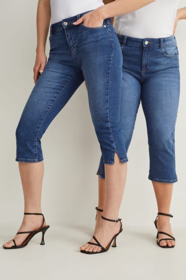 Femmes - Jean capri - mid waist - slim fit - jean bleu