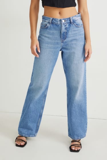 Donna - Relaxed jeans - vita alta - jeans azzurro